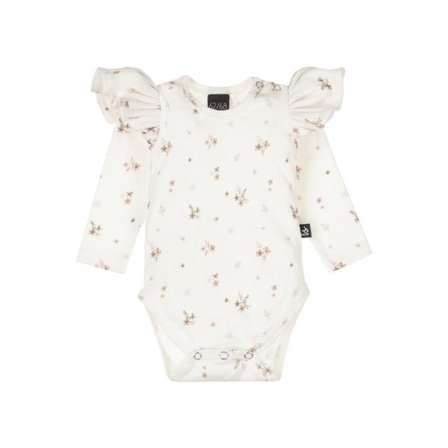 Ruffle romper rib karla offwhite/brown