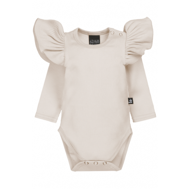 Ruffle romper rib sand