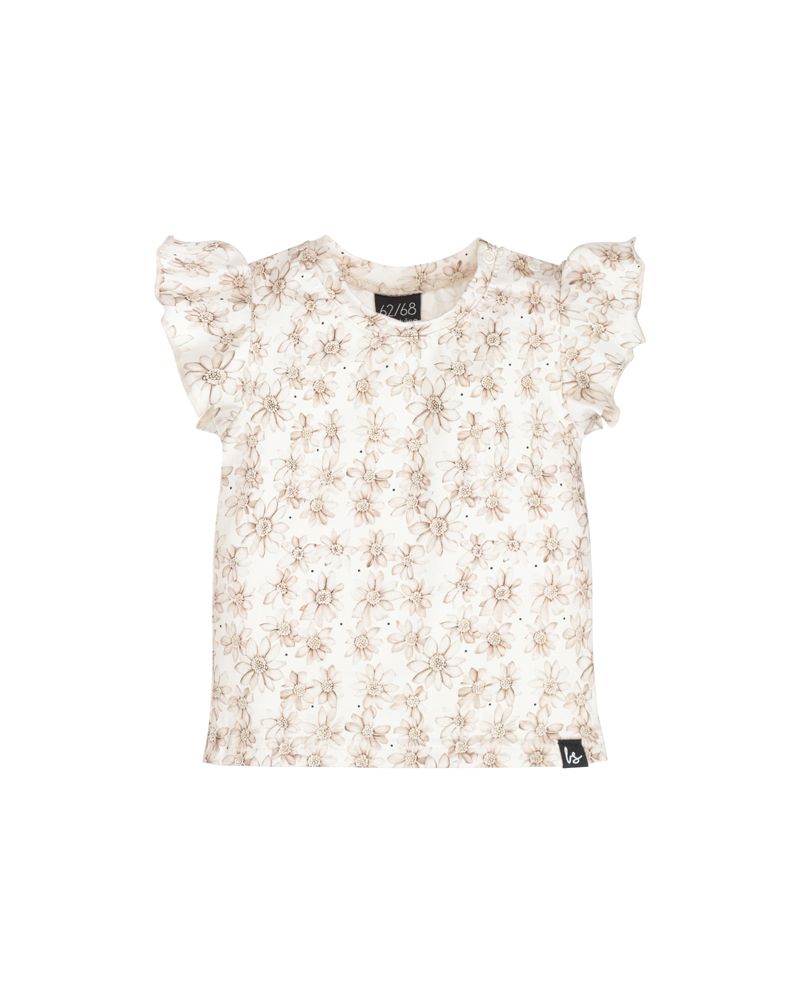 Ruffle sleeves t-shirt jasmine flower